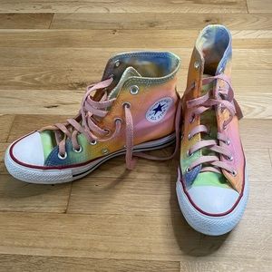 Custom tie-dyed high top Converse sneakers